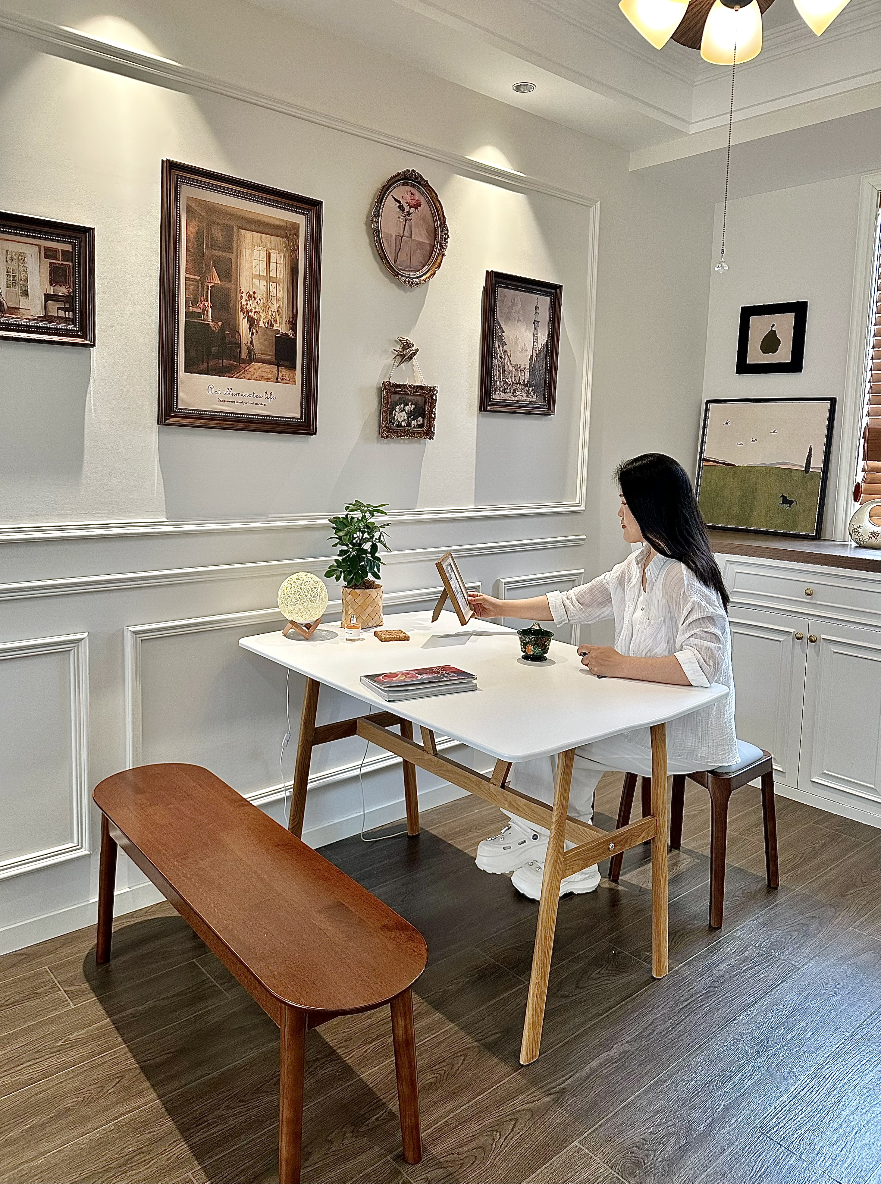 小匠材餐桌家用饭桌小户型餐桌现代简约长方形吃饭桌子出租屋暖白120*80 实拍图