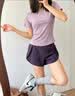 木林森（MULINSEN）跑步运动套装瑜伽服女休闲健身服普拉提短袖假两件短裤修身 实拍图