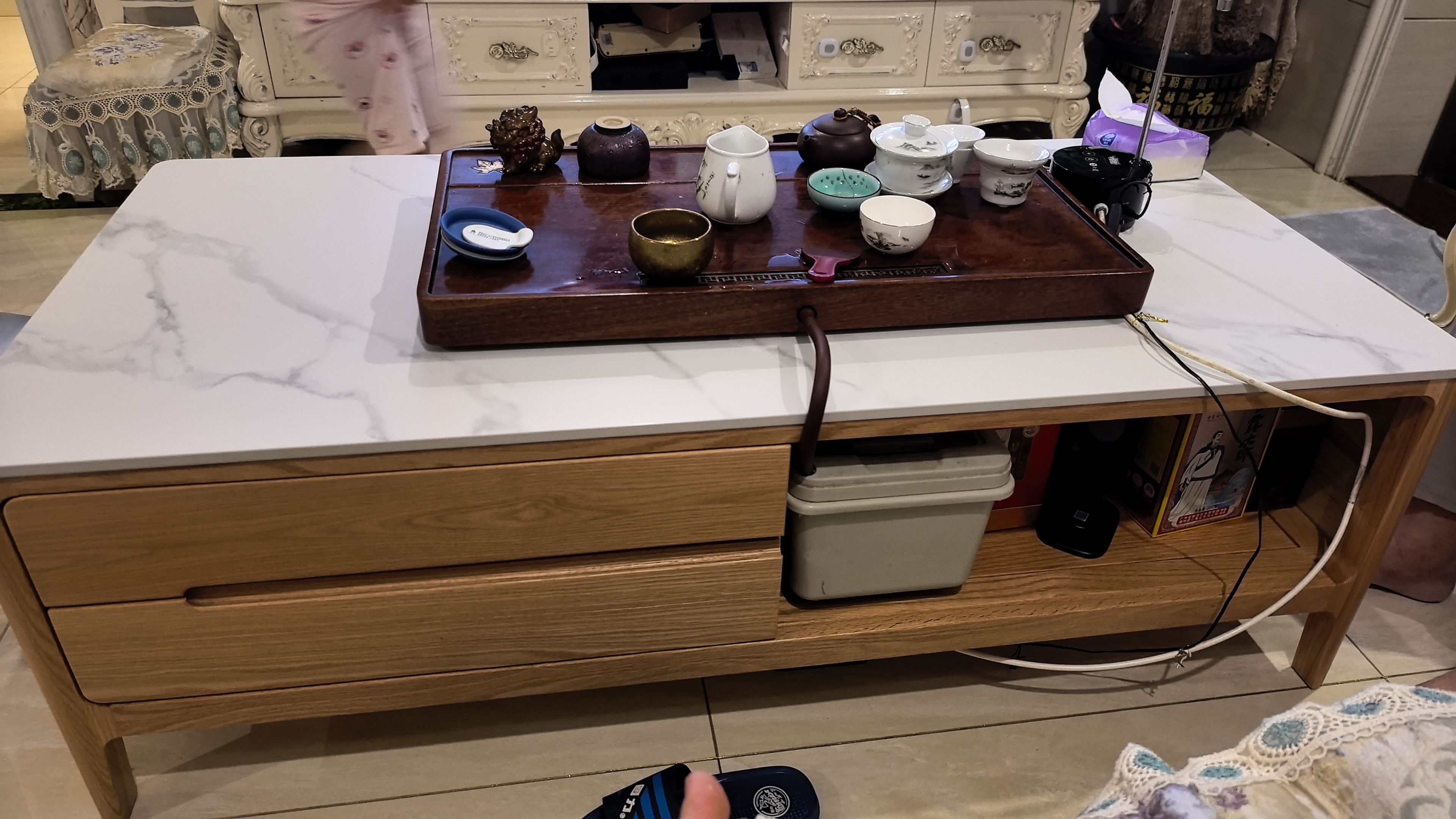 源氏木语实木茶几小户型客厅北欧茶台橡木现代简约原木茶桌 【12】橡木原木色岩板茶几 整装 实拍图