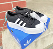 adidas NIZZA PLATFORM厚底增高运动帆布鞋女阿迪达斯三叶草 一号黑/白   36 实拍图