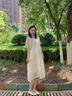 革曼孕妇装夏装宽松大码上衣遮肚子夏季裙子泡泡袖孕妇连衣裙夏天裙子 米白色 L(建议110-130斤) 实拍图