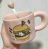 可爱fufu生日蛋糕马克杯带盖勺陶瓷杯送女生高颜值有意义生日礼物 汉堡生日蛋糕杯+勺1个350ml 实拍图