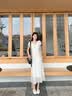 香影白色v领短袖连衣裙女2026夏季新款法式气质收腰裙莱赛尔裙子 米白 S 85-95斤/裙长109.5CM 实拍图