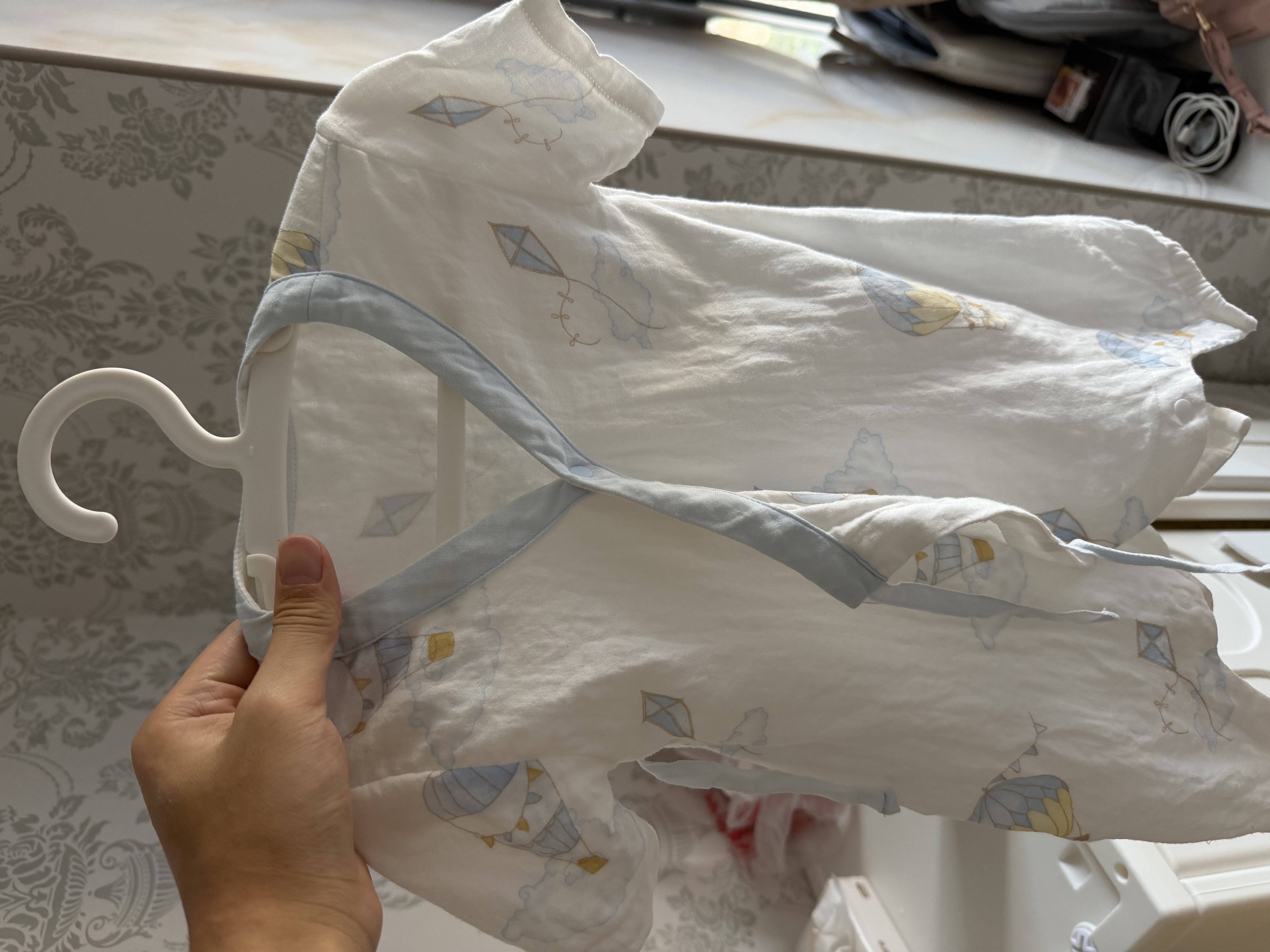 全棉时代婴儿衣服纯棉新生儿连体衣宝宝夏季薄款抗菌纱布 寻梦热气球 59码 实拍图