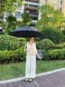 爱上雨24骨长柄雨伞男士大号自动暴雨专用伞加固结实抗风定制直杆大伞男 全纤维中棒-加大-24骨经典黑 实拍图