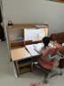 光明园迪灯桌一体儿童学习桌小学生书桌套装可升降写字桌课桌椅悦者120pro 悦者120 pro+A6-2卡其+粉椅套 实拍图