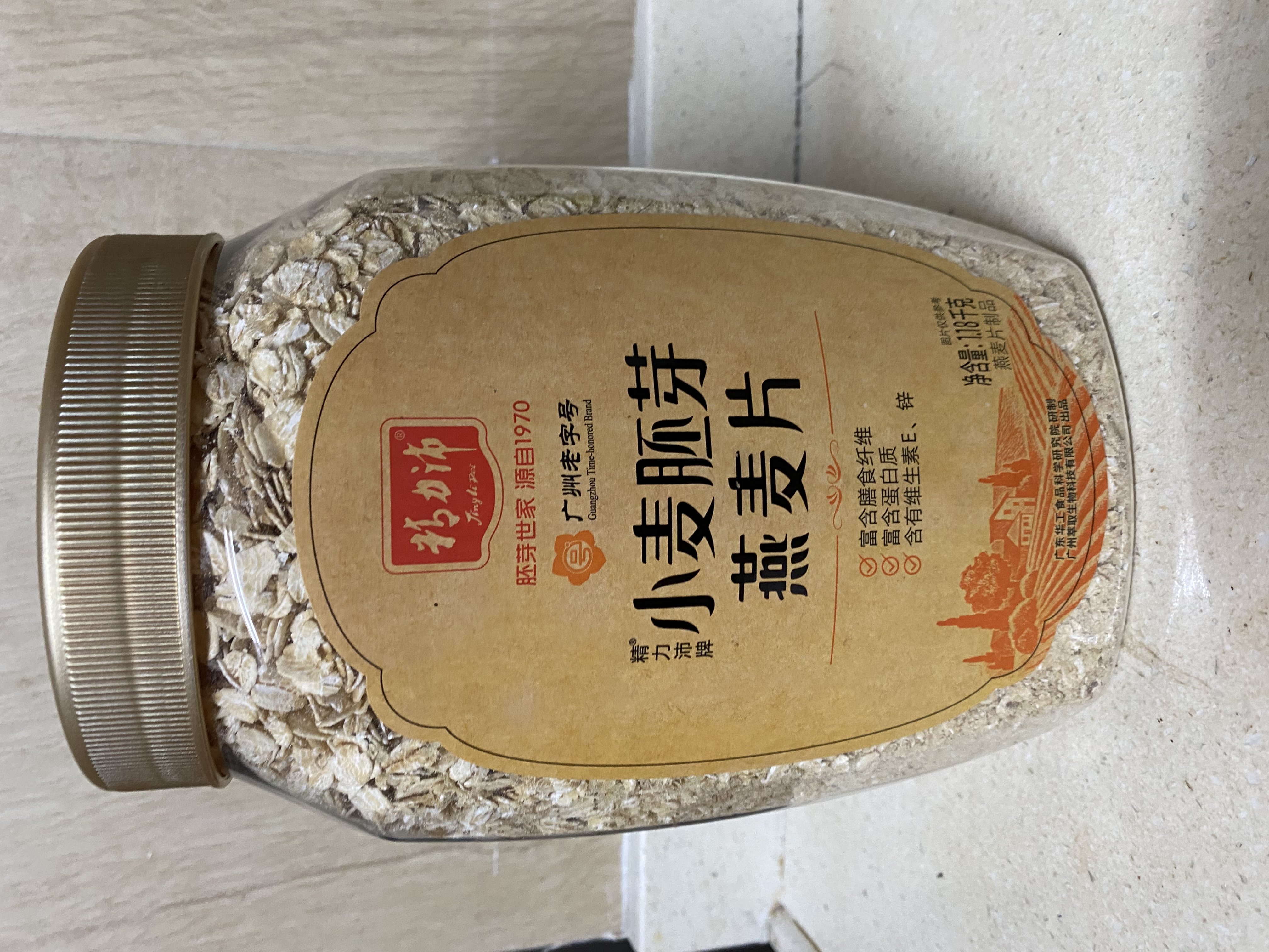 精力沛小麦胚芽燕麦片1180g/罐 富含高纤维蛋白质营养即食冲泡早餐 实拍图