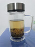 富光双层玻璃杯商务泡茶杯子大容量耐热办公水杯过滤带把银色320ml 实拍图