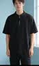 gxgjeans男装 黑色半拉链宽松华夫格休闲立领短袖t恤男26夏新品 黑色 XL (180) 实拍图