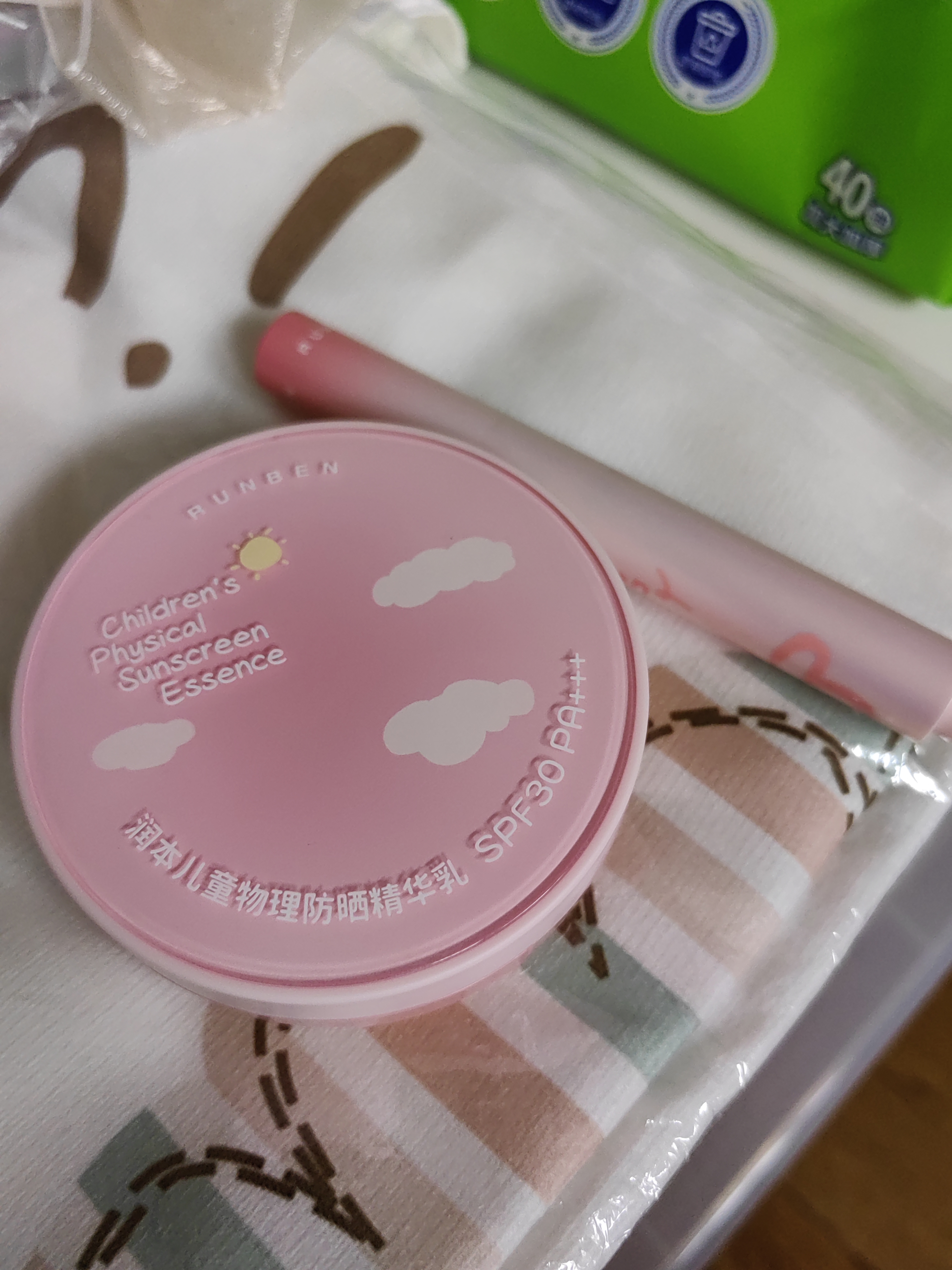 润本儿童润唇膏提色口红2g+防晒气垫隔离13g化妆品彩妆儿童专用防晒霜 实拍图