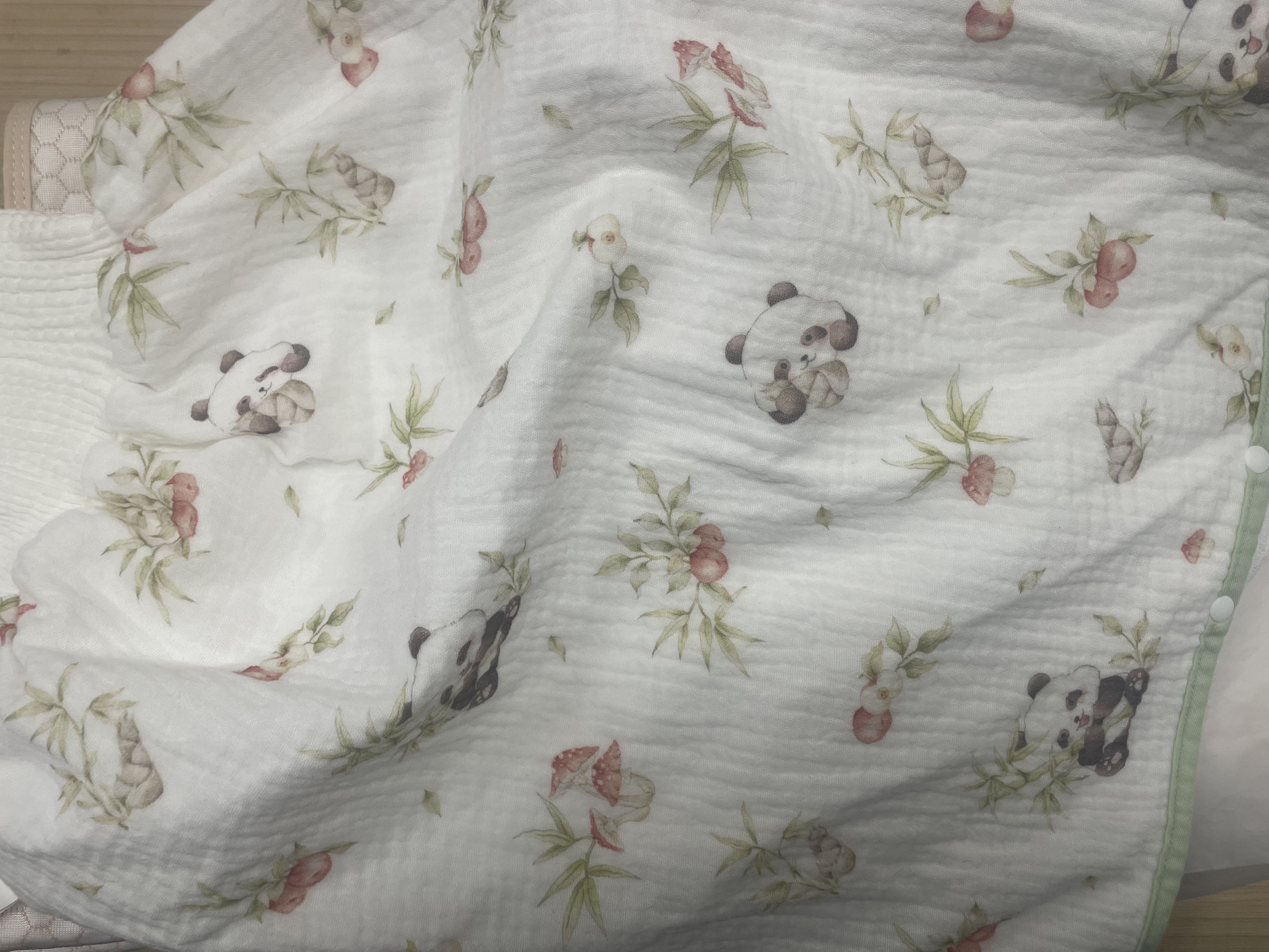 安可新婴儿隔尿裙尿布裤隔水纯棉可水洗宝宝尿垫纱布尿裤L码竹林憨憨熊 实拍图