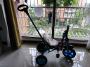 米赛特 儿童三轮车脚踏车1-3-5-2-6岁宝宝大号玩具手推自行车童车 升级发泡轮+推杆+安全带 蓝色 实拍图