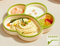 COOKSS宝宝餐盘硅胶学吃饭分格儿童餐具辅食碗餐盘带吸盘 双拼绿 实拍图