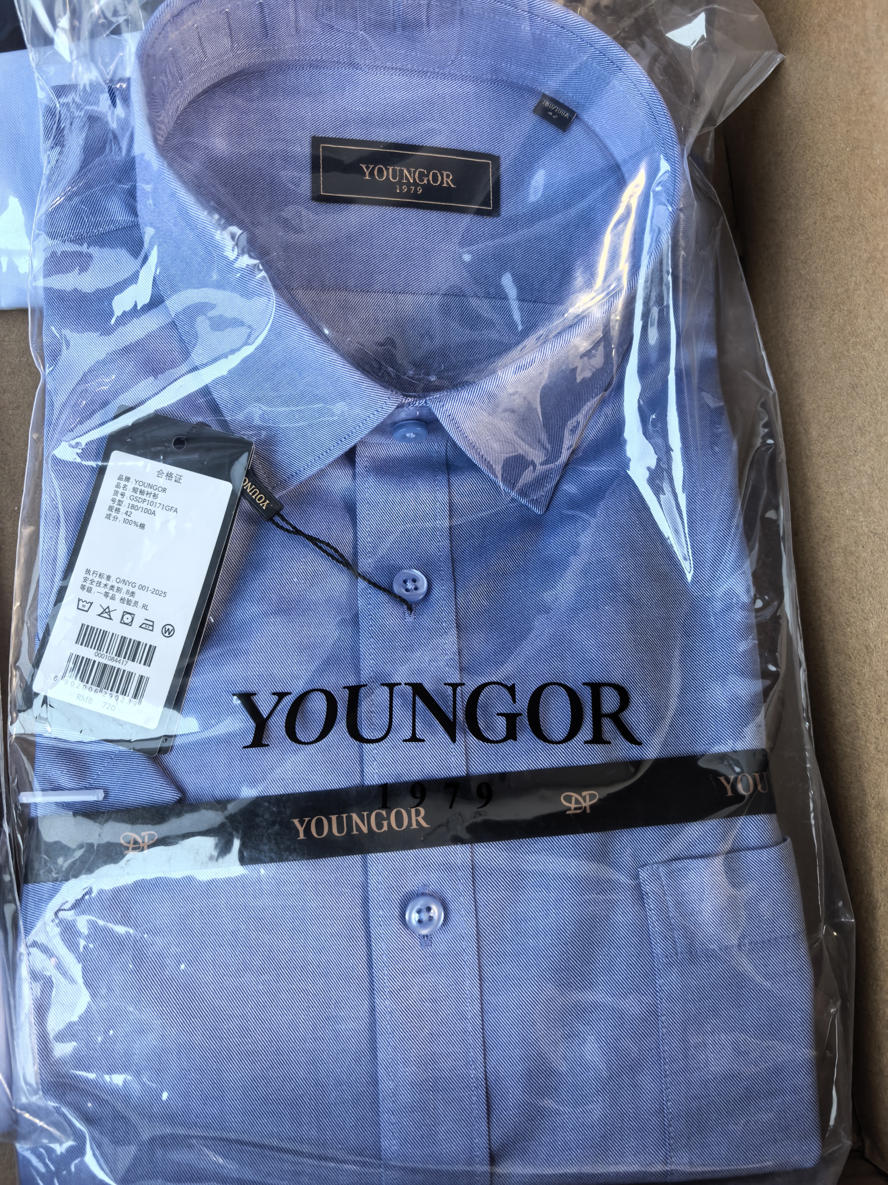 雅戈尔（YOUNGOR）短袖衬衫男素色DP免烫衬衫纯棉面料抗皱易打理新品 GSDP10171IFA浅蓝色 42 实拍图