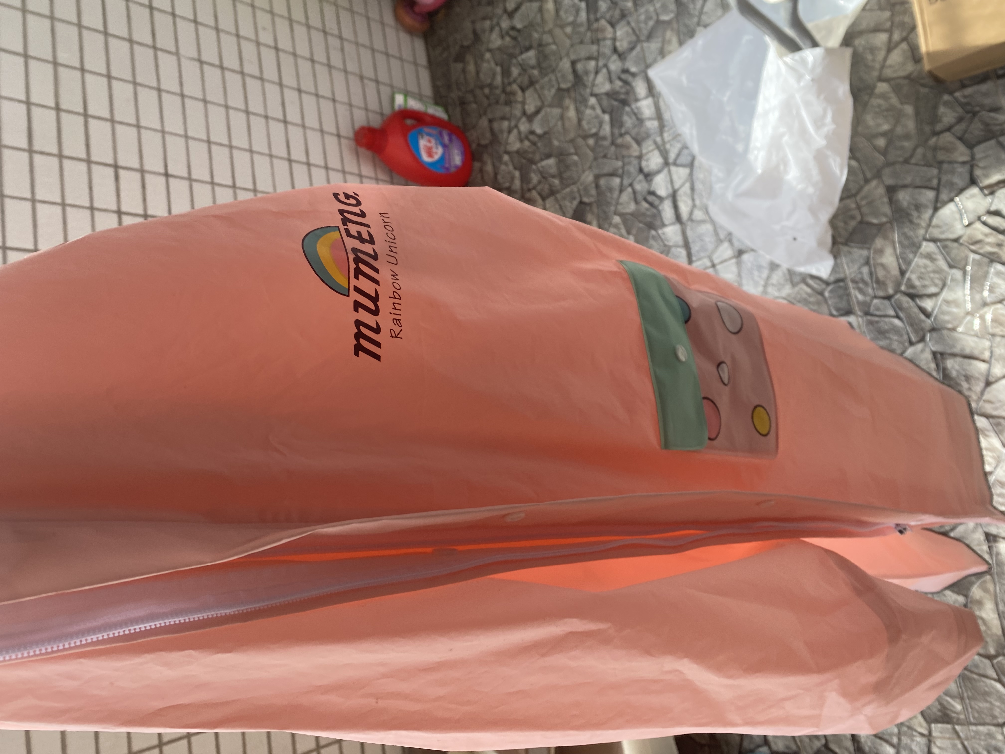 牧萌儿童雨衣带书包位男女童加长全身学生雨披 独角兽拉链款 4XL 实拍图
