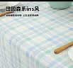 MEIWA桌布防水防油长方形进口小清新PVC台布餐桌布 格子蓝  130*180cm 实拍图