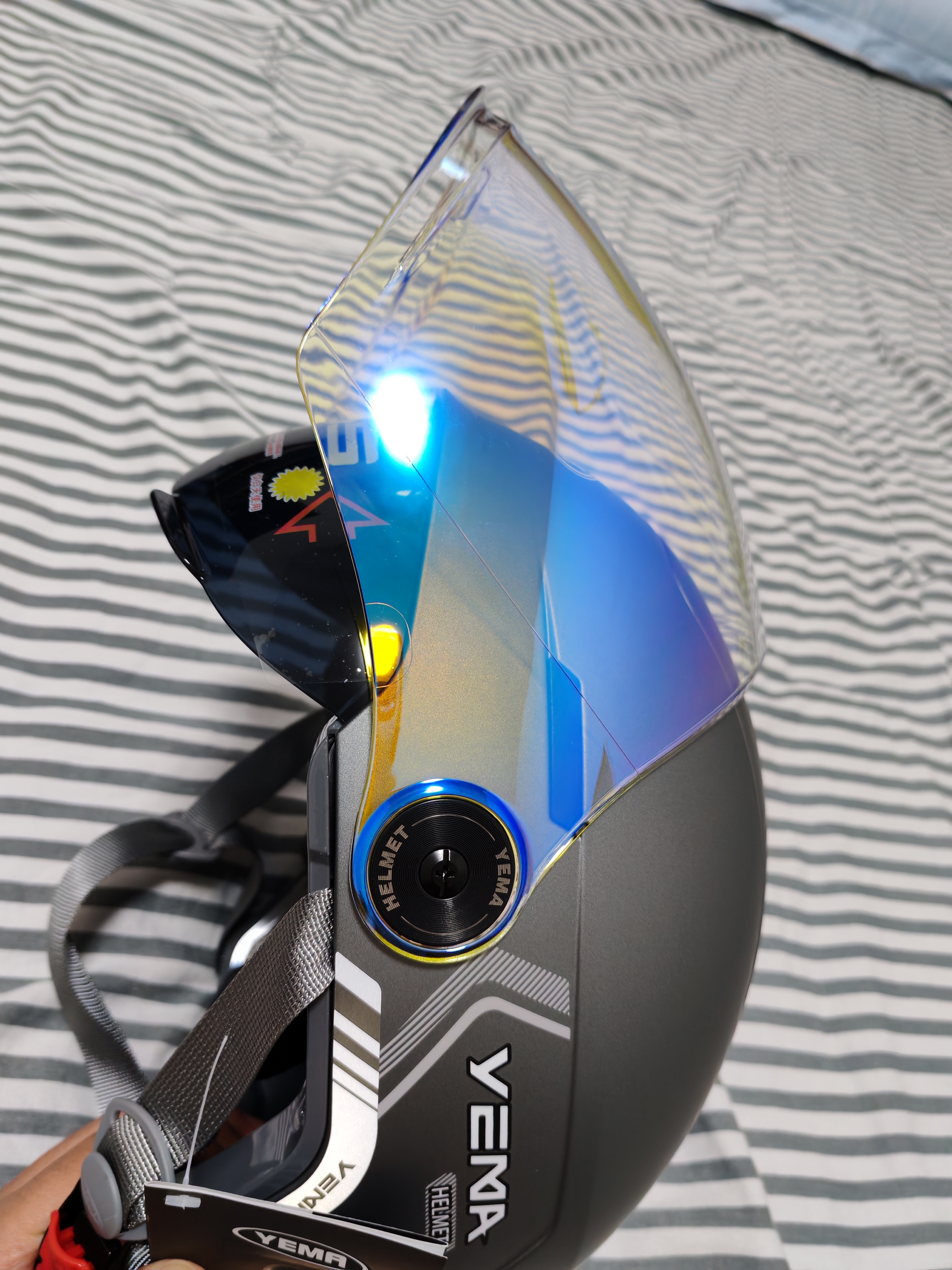 野马各型号透明镜片摩托车电动车镜片 238/351/359/360/367黑茶长镜 实拍图