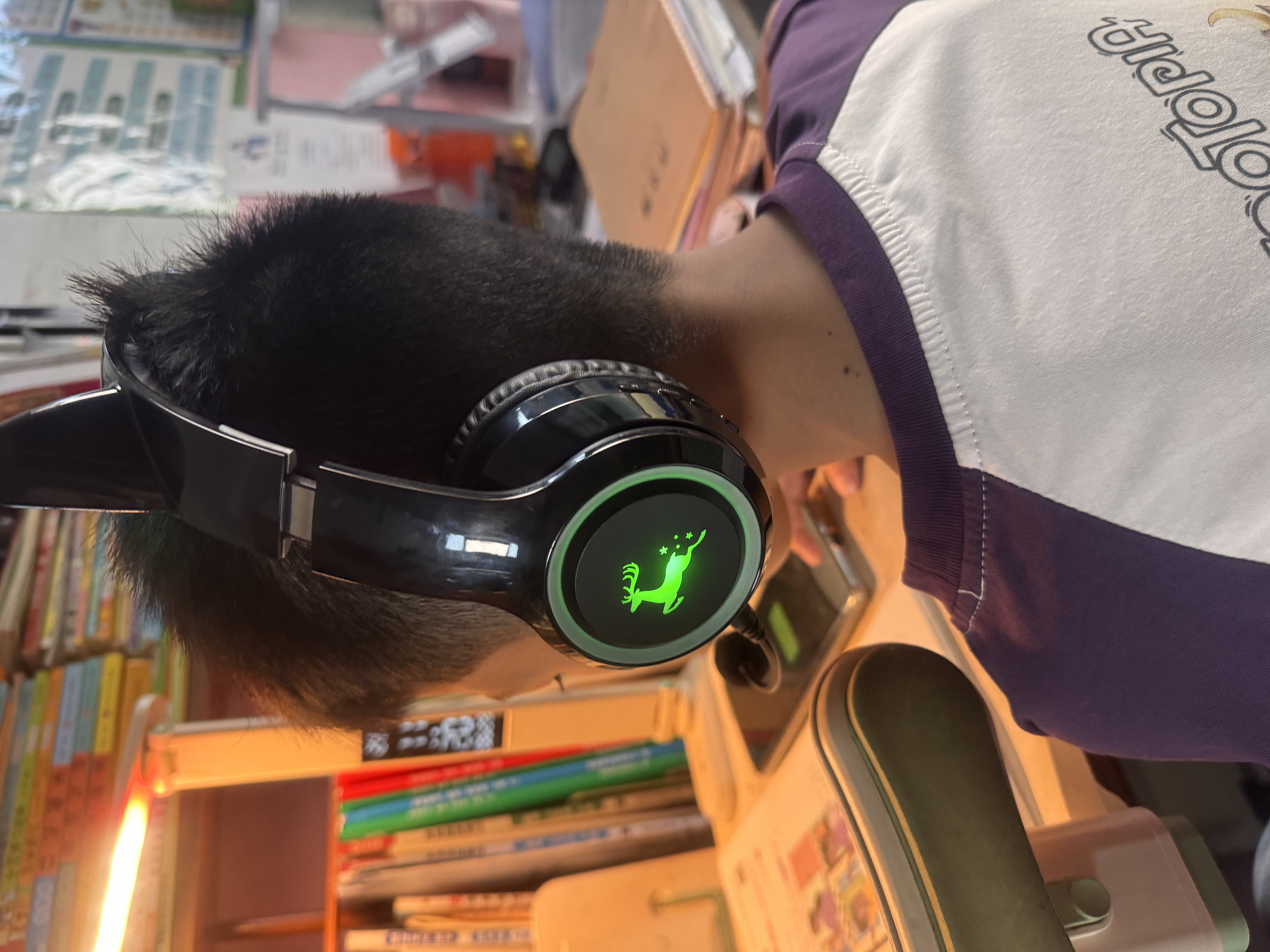 萌可儿无线蓝牙耳机儿童耳麦头戴式耳返背书神器学生专用学习背诵跟读男女生手机平板网课送孩子生日礼物 黑色（蓝牙+耳返+插卡功能） 高保真耳返+高音质 实拍图