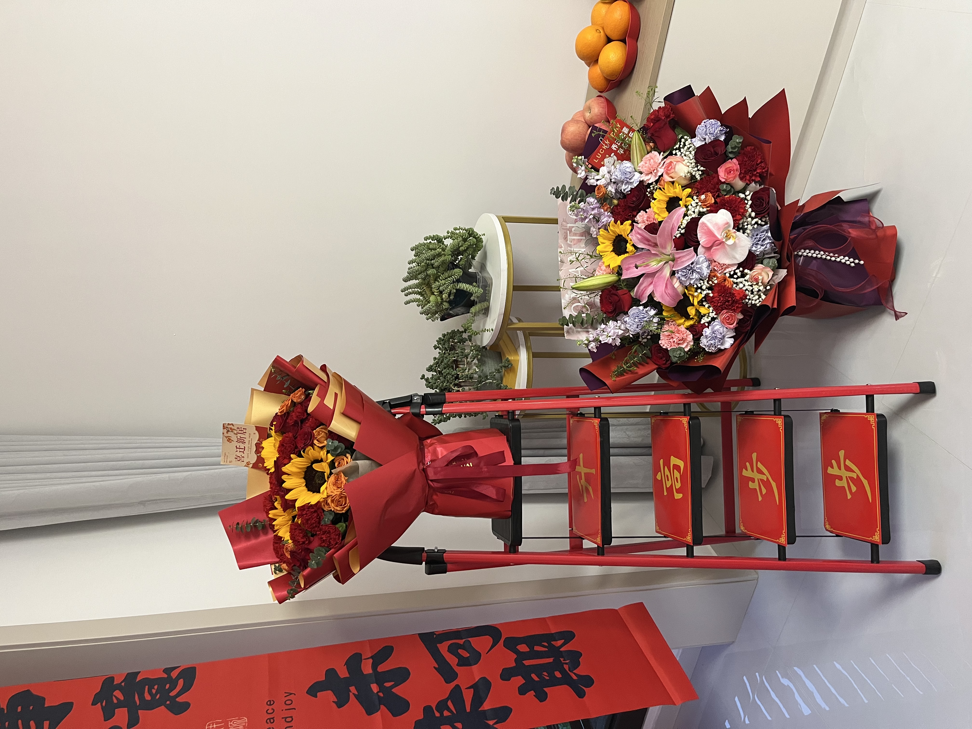 乔迁之喜新居布置梯子搬家入宅折叠梯加厚碳钢人字家用梯多功能 红色五步梯【五福临门】送贴纸 实拍图