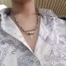 BJYL项链男士潮流嘻哈风男生锁骨链简约百搭吊坠男款钛钢卫衣配饰链子 项链 实拍图