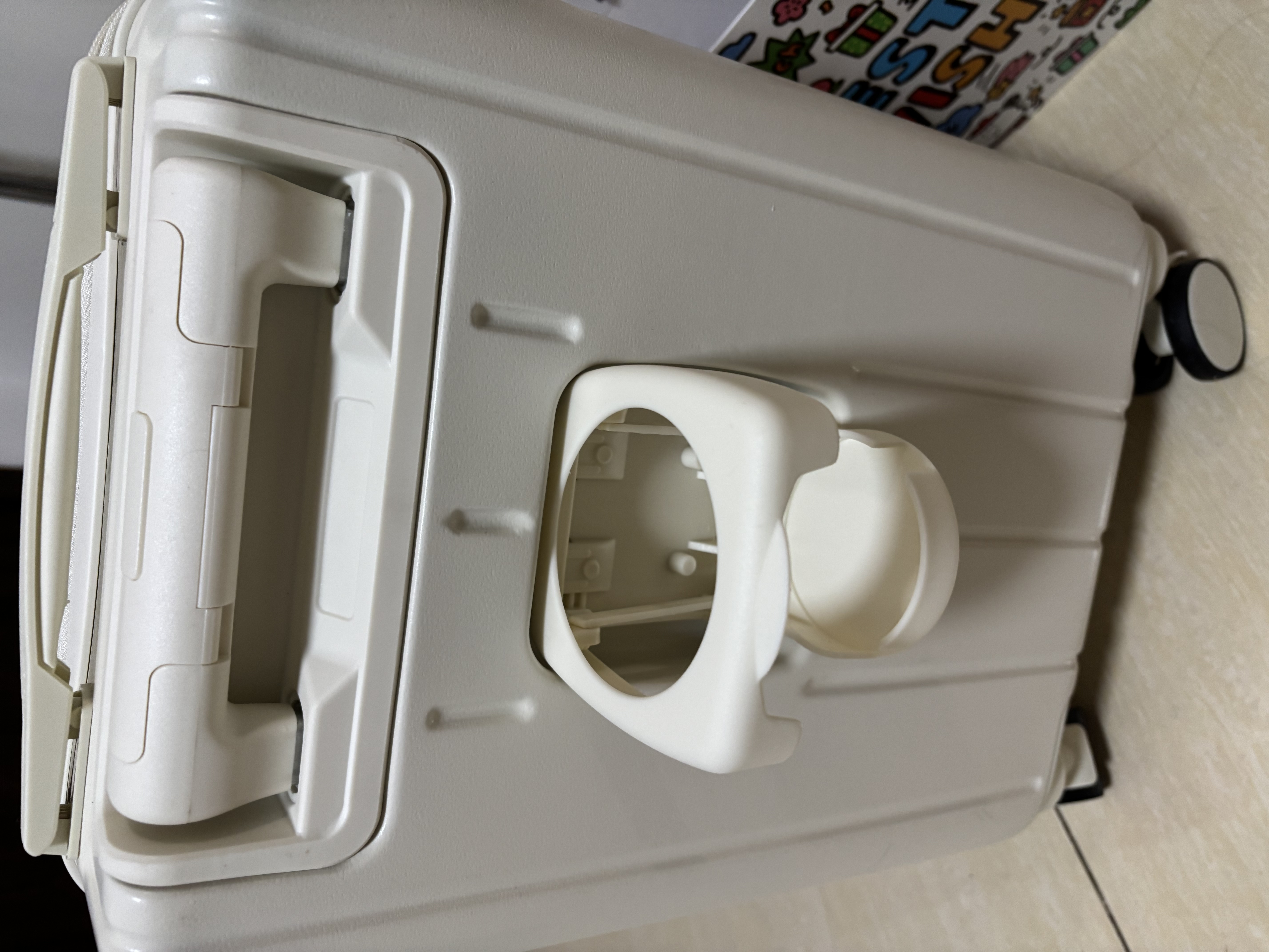贝初众行李箱次日达登机箱拉杆箱可上飞机小型学生儿童密码旅行箱女皮箱 象牙白-14寸「杯架+USB充电口+可拆卸轮子」 高颜值出差大容量春秋航空20x30x40登机箱 实拍图