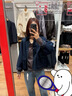 优衣库休闲短茄克女装男装/巴恩风外套夹克483807 484664 484664/69 藏青色(牛仔色) L 实拍图