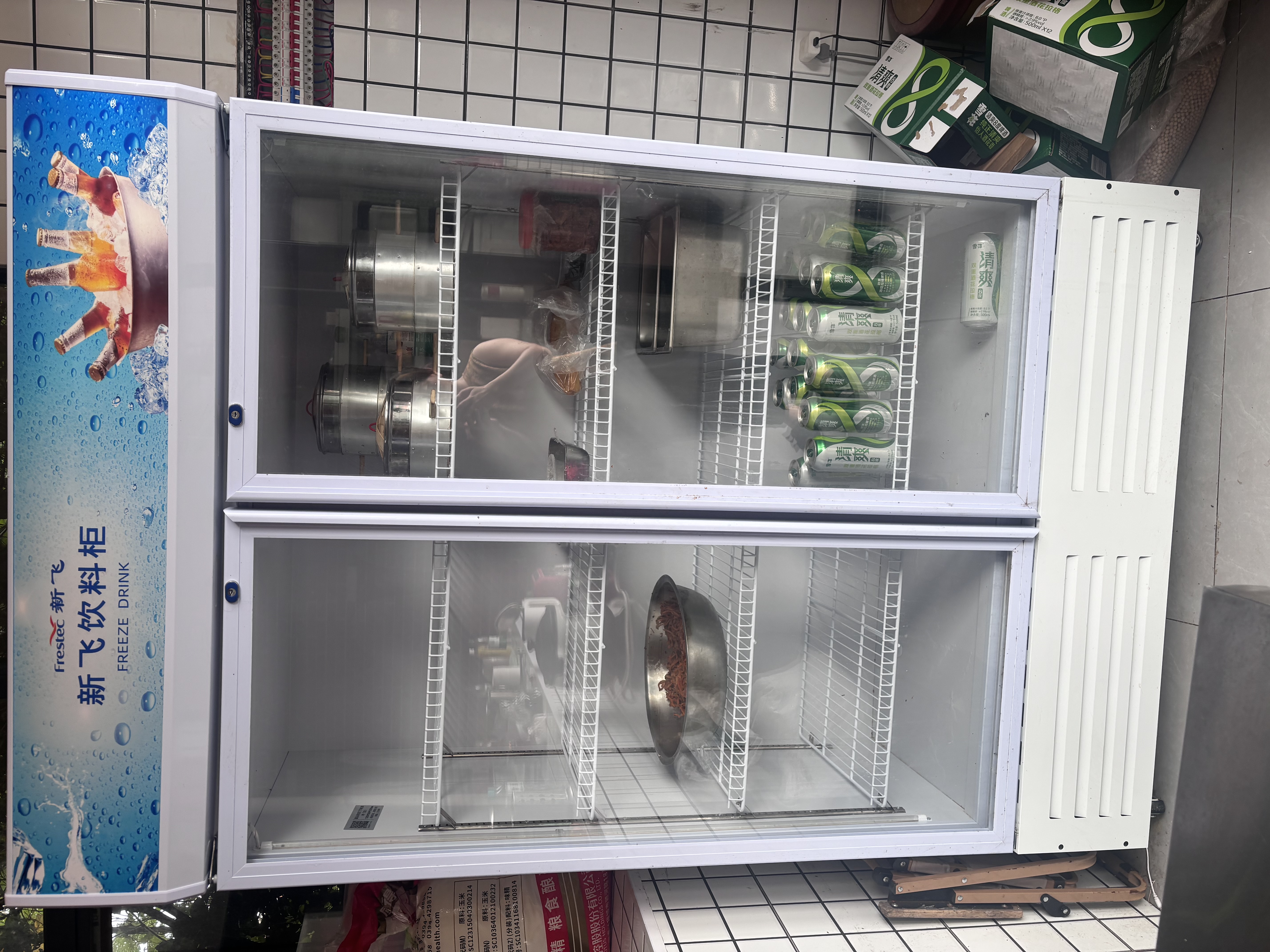 新飞 （Frestec）新飞680L展示柜冷藏保鲜柜酒水饮料冰柜冷藏酒店冷藏保鲜柜超市微霜立式冷柜双门下机直冷蓝白 实拍图