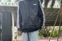 adidas休闲舒适三条纹立领夹克外套男装秋季阿迪达斯官方轻运动 黑色/白（推荐选大一码）   XL 实拍图