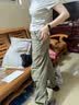 MJ STYLE休闲运动两件套女2026夏柔软亲肤抽褶凉感短袖T恤伞兵工装裤套装 实拍图