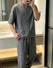 ROMON大码休闲中式男装马褂套装男中国风汉服男装对襟T恤马甲马褂长衫 深灰色 5XL 衣长79 晒单实拍图