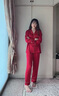 浪莎本命年情侣睡衣女春秋季冰丝马年红色男士新年结婚礼物家居服套装 爱心红/双长款（礼盒装） M 女单套【建议体重80-100斤】 实拍图