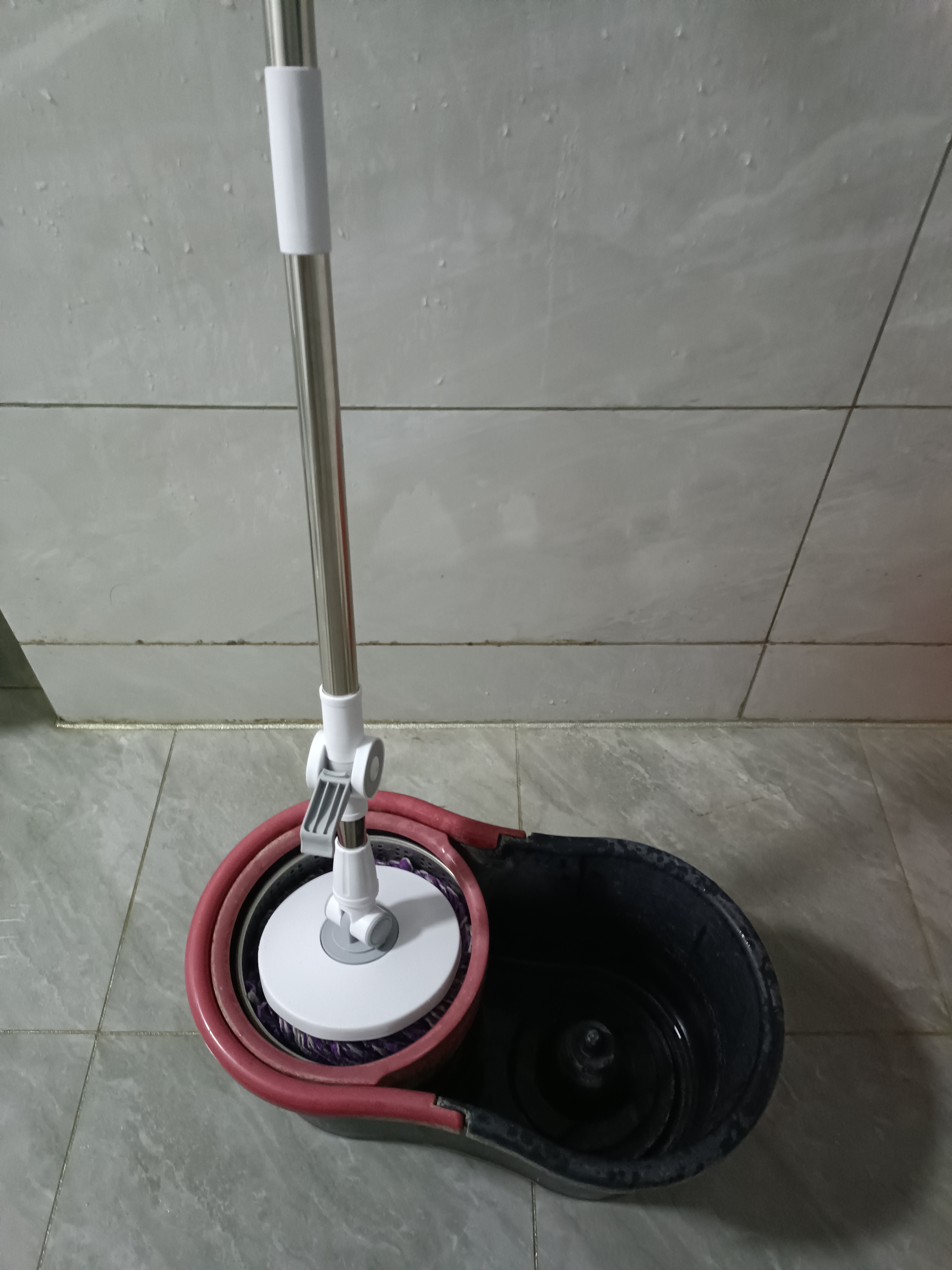 五月花旋转拖把杆加粗拖把盘尘推杆圆拖把头配件杆盘套装JJ-PJ004 实拍图