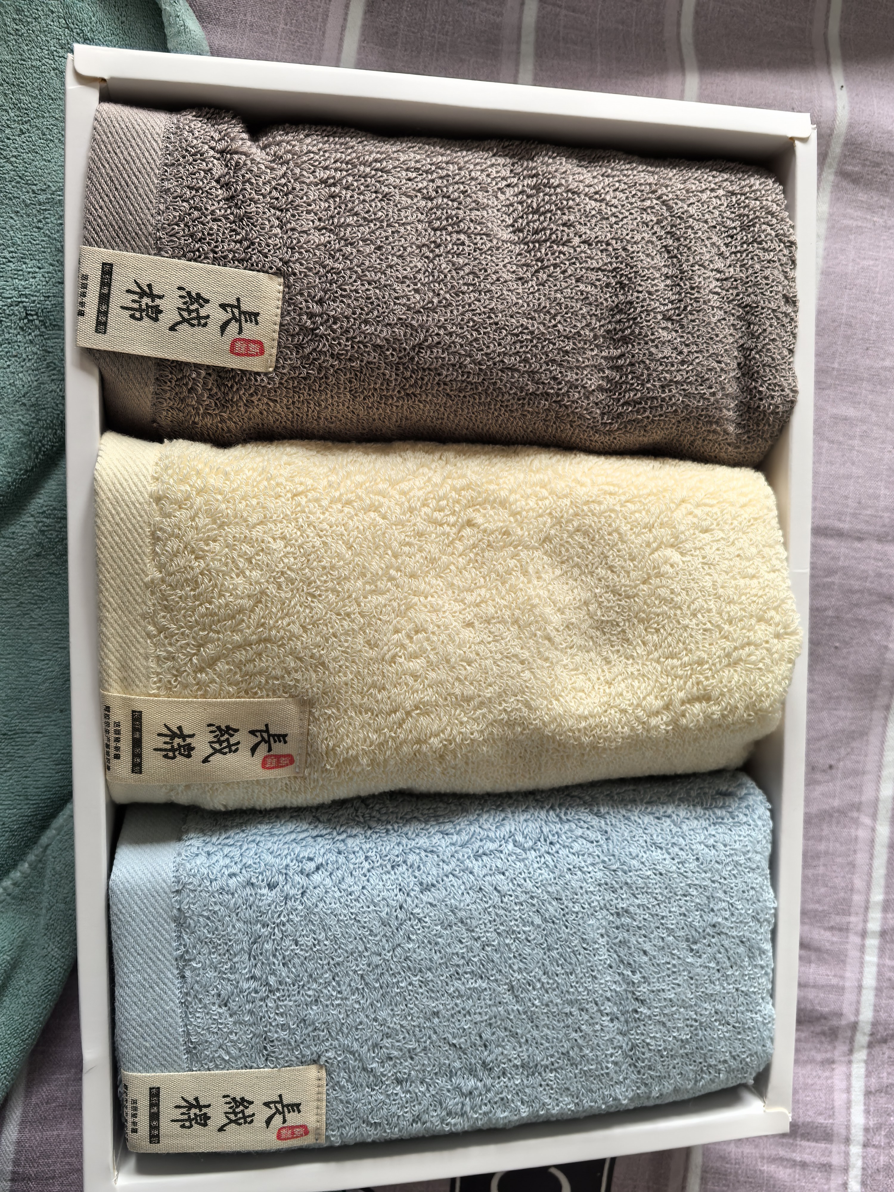 洁丽雅（Grace）纯棉毛巾3条礼盒装长绒棉加厚吸水面巾运动（提供手提袋） 实拍图