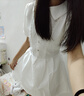 学院风白色泡泡袖衬衫连衣裙女夏季气质收腰小个子甜美短裙 白色 M 实拍图