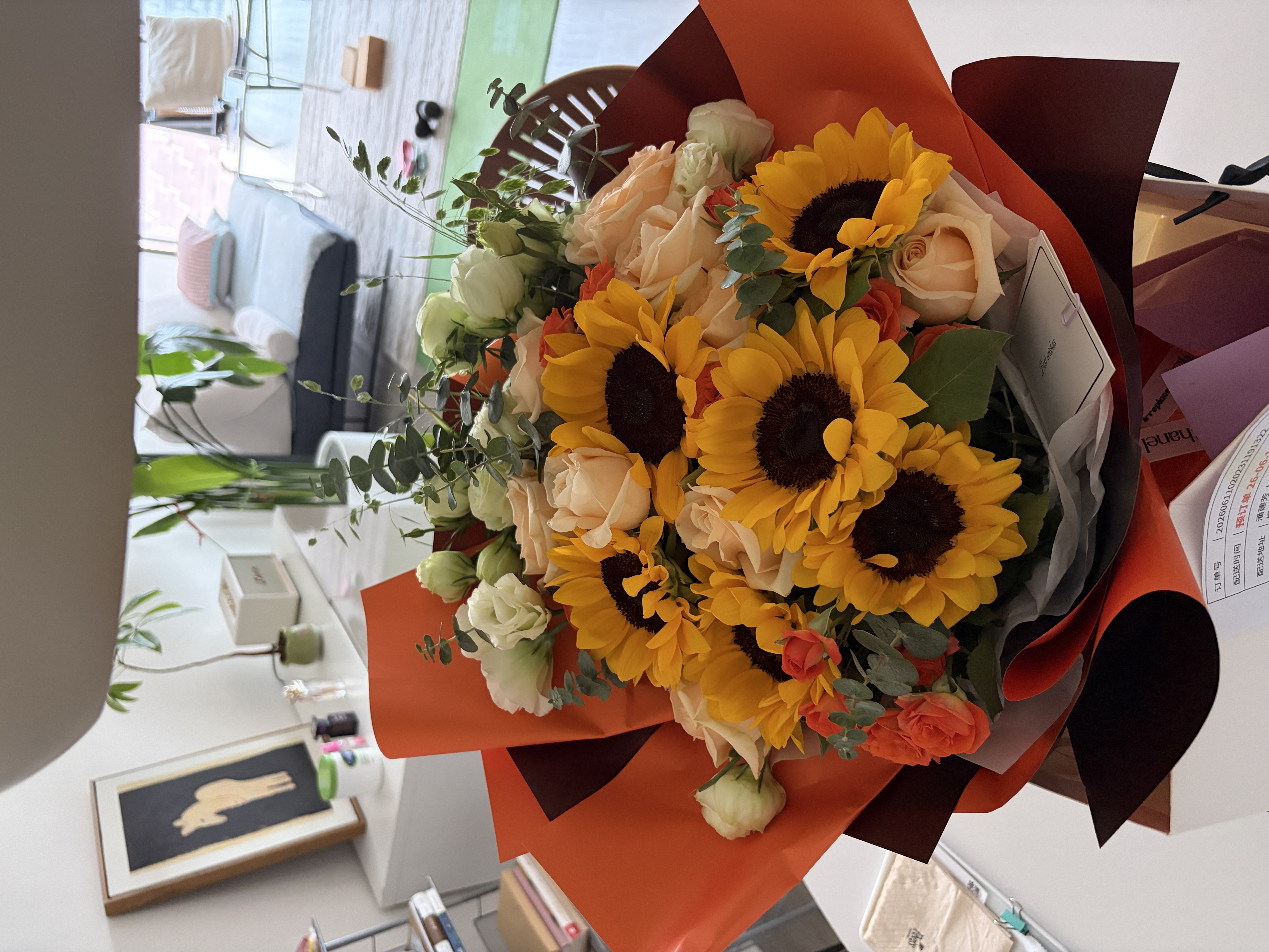 艾斯维娜鲜花速递向日葵混搭花束生日礼物全国同城配送 向日葵欧式花束 实拍图