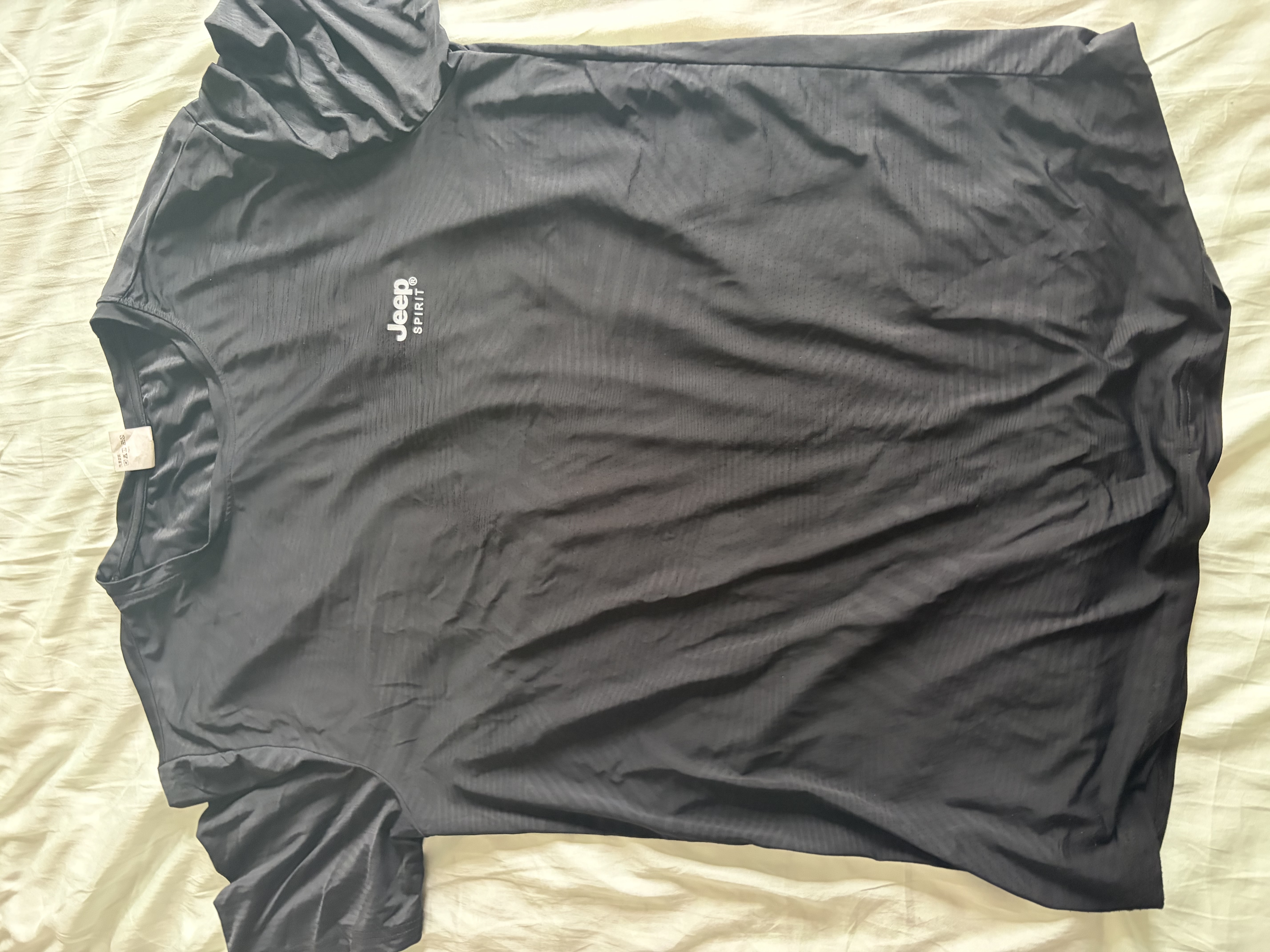 JEEP SPIRIT吉普冰丝短袖t恤男夏季休闲半袖上衣服圆领户外速干轻薄 黑色 2XL 实拍图