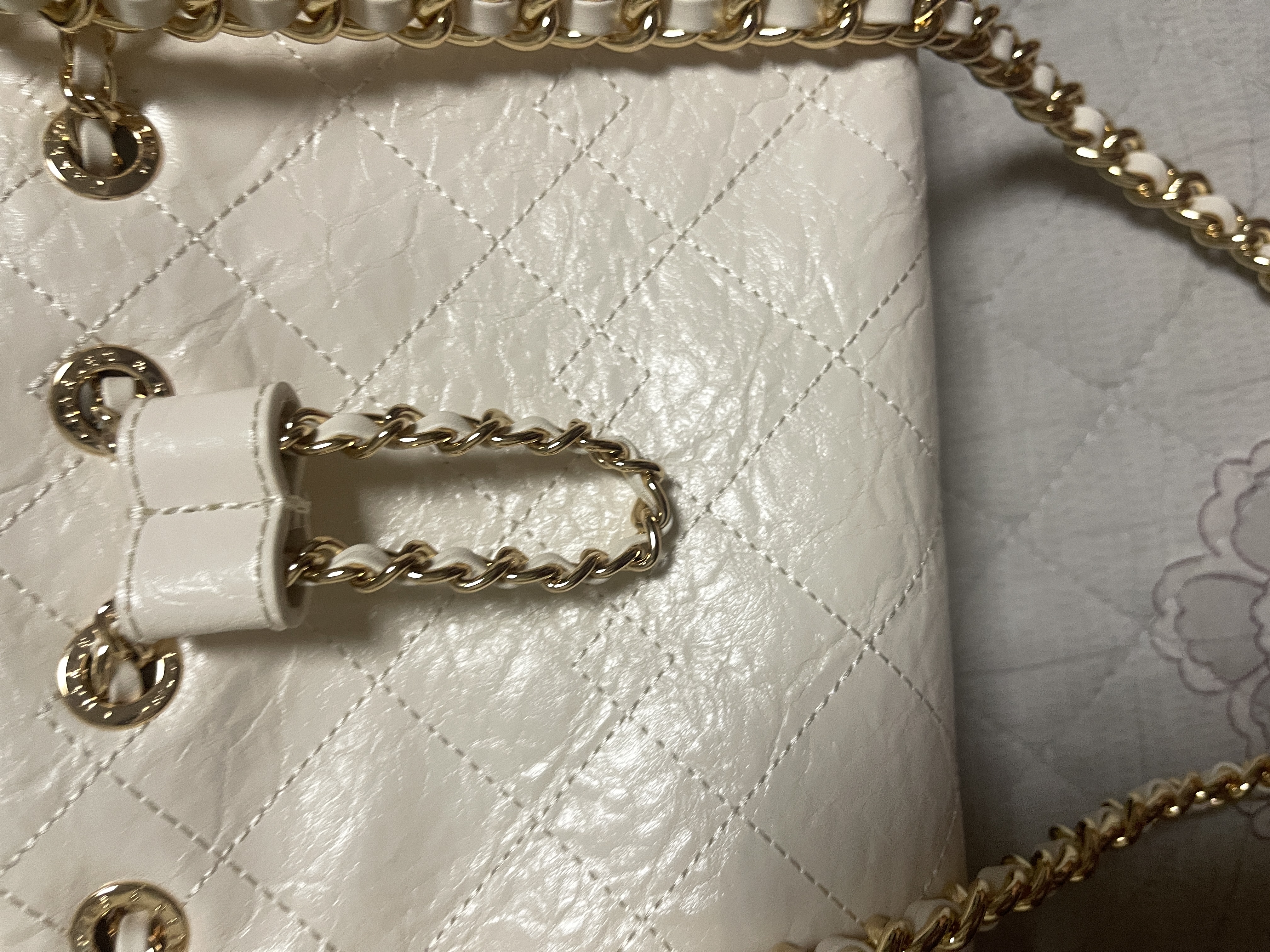 CHARLES&KEITH26夏季新品菱格链条单肩水桶包斜挎包生日礼物送女友CK2-10671894 Cream奶白色 M 实拍图