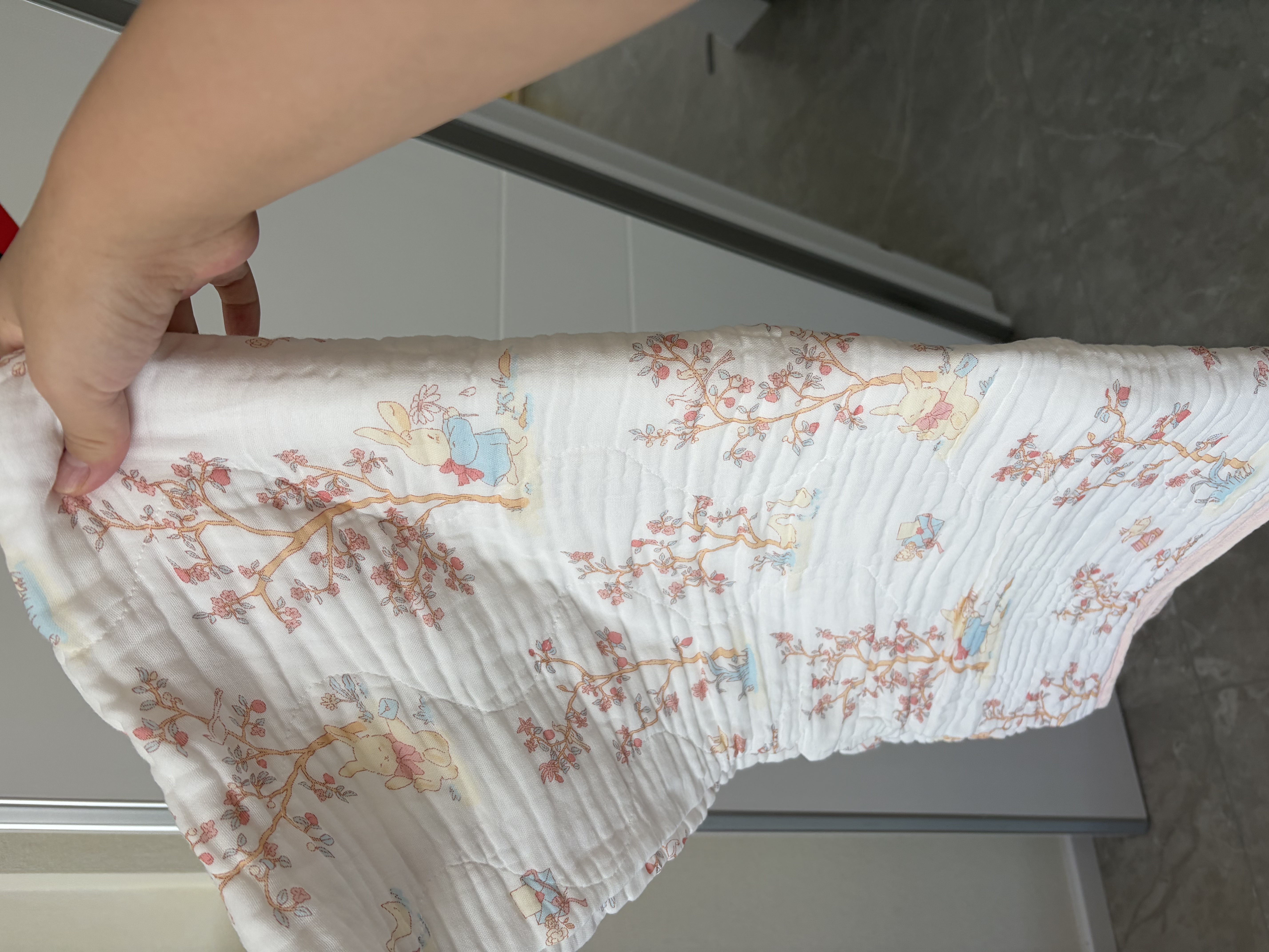 全棉时代婴儿浴巾纱布浴巾纯棉吸水加大加厚新生婴儿盖毯毛巾120*120cm 实拍图