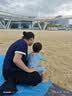 WELLHOUSE户外沙滩折叠防潮垫野餐垫便携收纳袋带地钉蓝灰色2.1*2m打地铺 实拍图