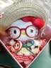 三丽鸥（SANRIO）可爱正版hellokitty包包挂件毛绒公仔钥匙扣小玩偶书包挂饰哈喽kt 正版kt猫眼镜款-【草帽苹果泡泡裙】(红色挂绳+爱 实拍图