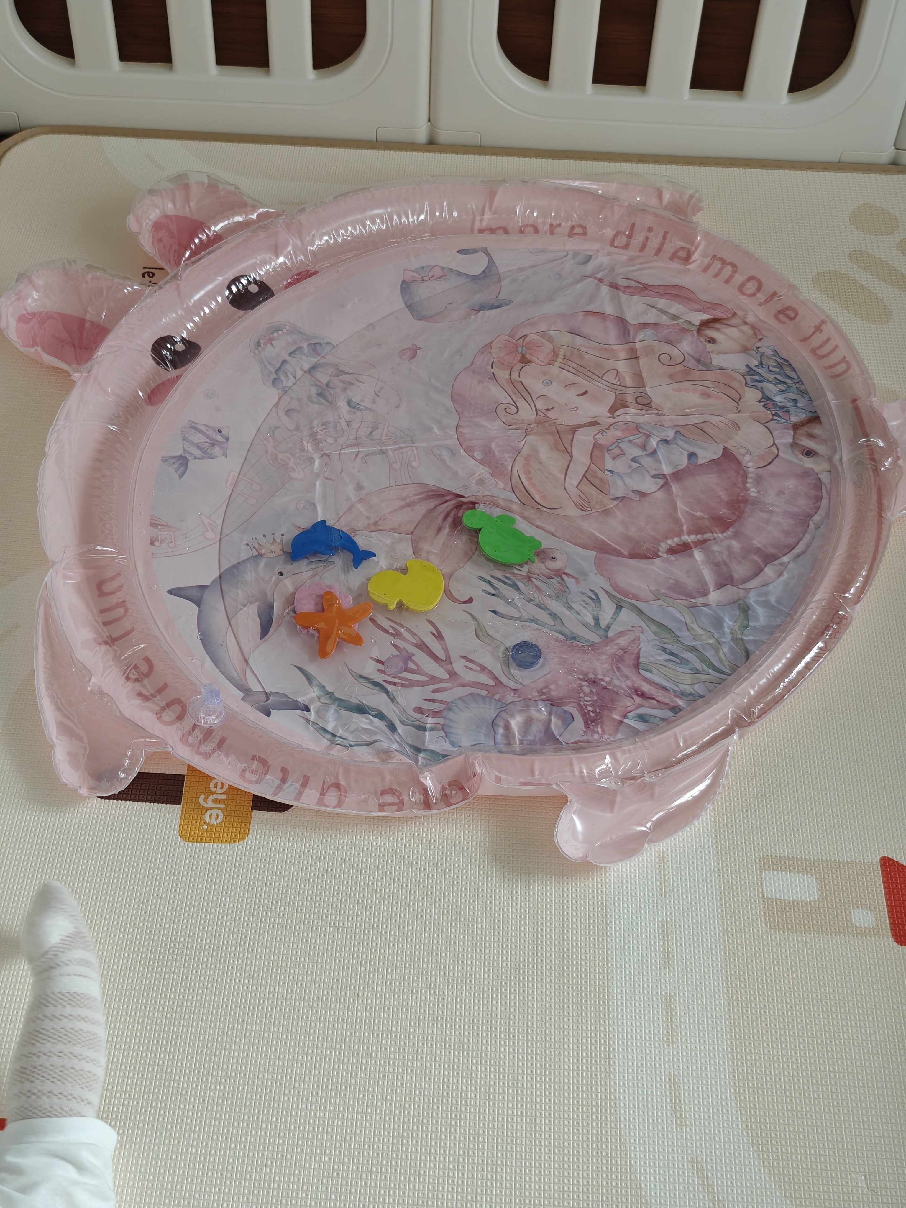 蒂乐拍拍水垫婴儿学爬宝宝爬行垫引导0-1岁宝宝玩水玩具螃蟹 【102*93cm】米卡免-赠打气筒+修补贴 实拍图