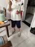 左西男童夏装套装凉感2026新款儿童学院风短袖POLO衫运动衣 米白 150 实拍图