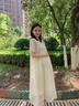 革曼孕妇装夏装宽松大码上衣遮肚子夏季裙子泡泡袖孕妇连衣裙夏天裙子 米白色 L(建议110-130斤) 实拍图