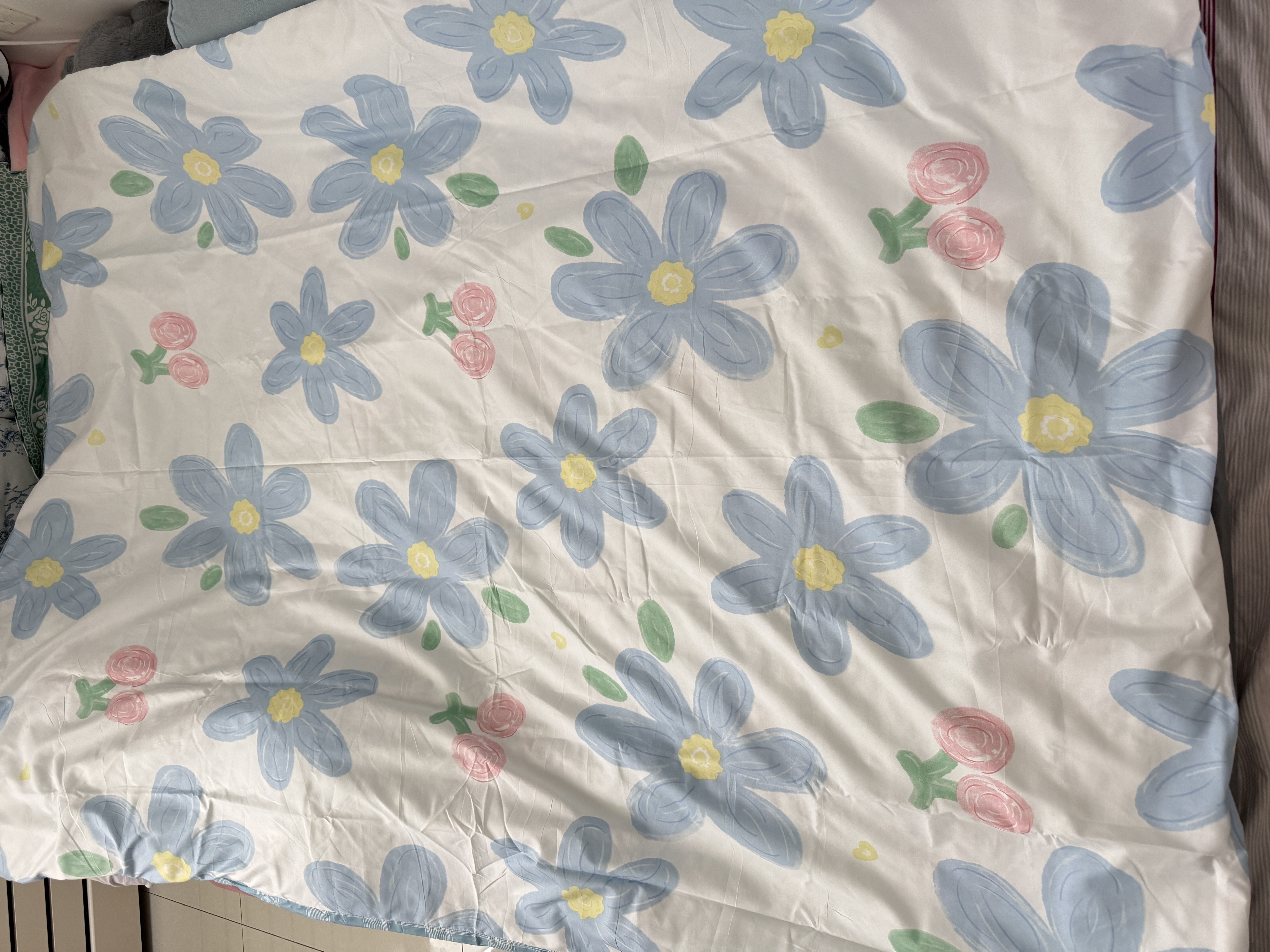 艾薇 被套宿舍单人被罩水洗棉磨毛被套单件 150x200cm 蓝色花开 实拍图