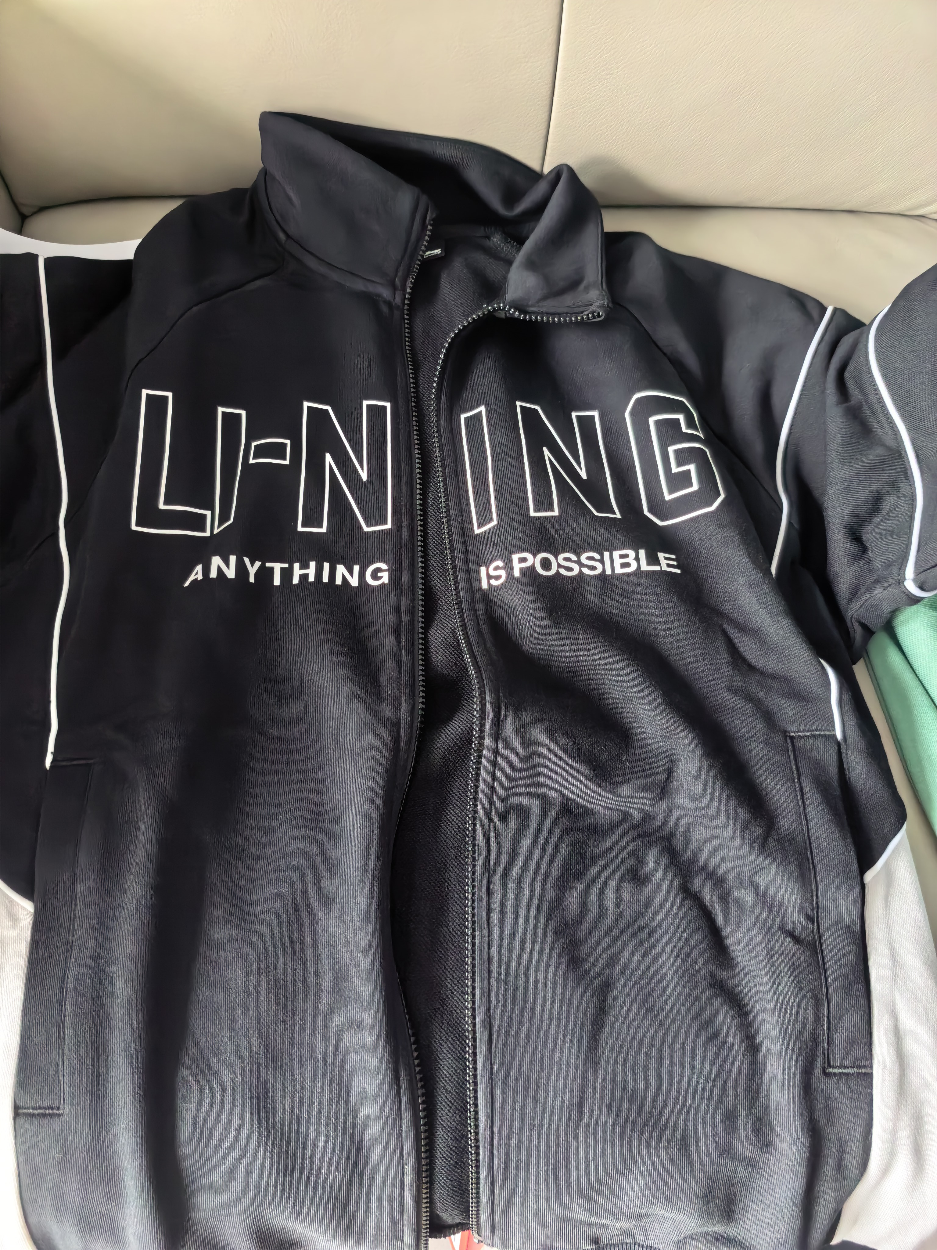 李宁（LI-NING）童装儿童运动套装男女小大童束脚开衫卫衣卫裤套装175YWEW031-1 实拍图
