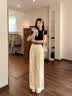 欧迪惠（Oudihui）休闲裤女穿搭一整套2026新款夏季显瘦短袖衣服阔腿工装裤子女套装 上衣+裤子【配腰带】 M 【建议98-110斤】 实拍图