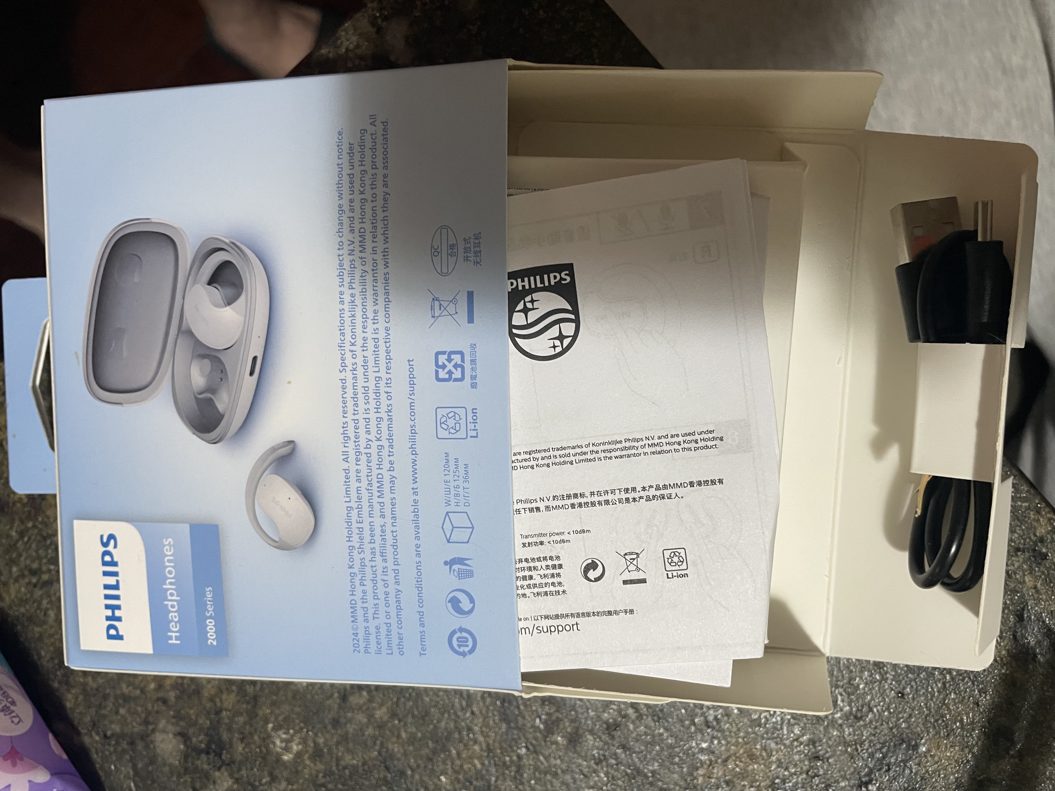 飞利浦（PHILIPS）蓝牙耳机骨传导概念真无线挂耳式开放式不入耳夹式运动跑步长续航高端降噪通用苹果华为TAT2708-白 实拍图