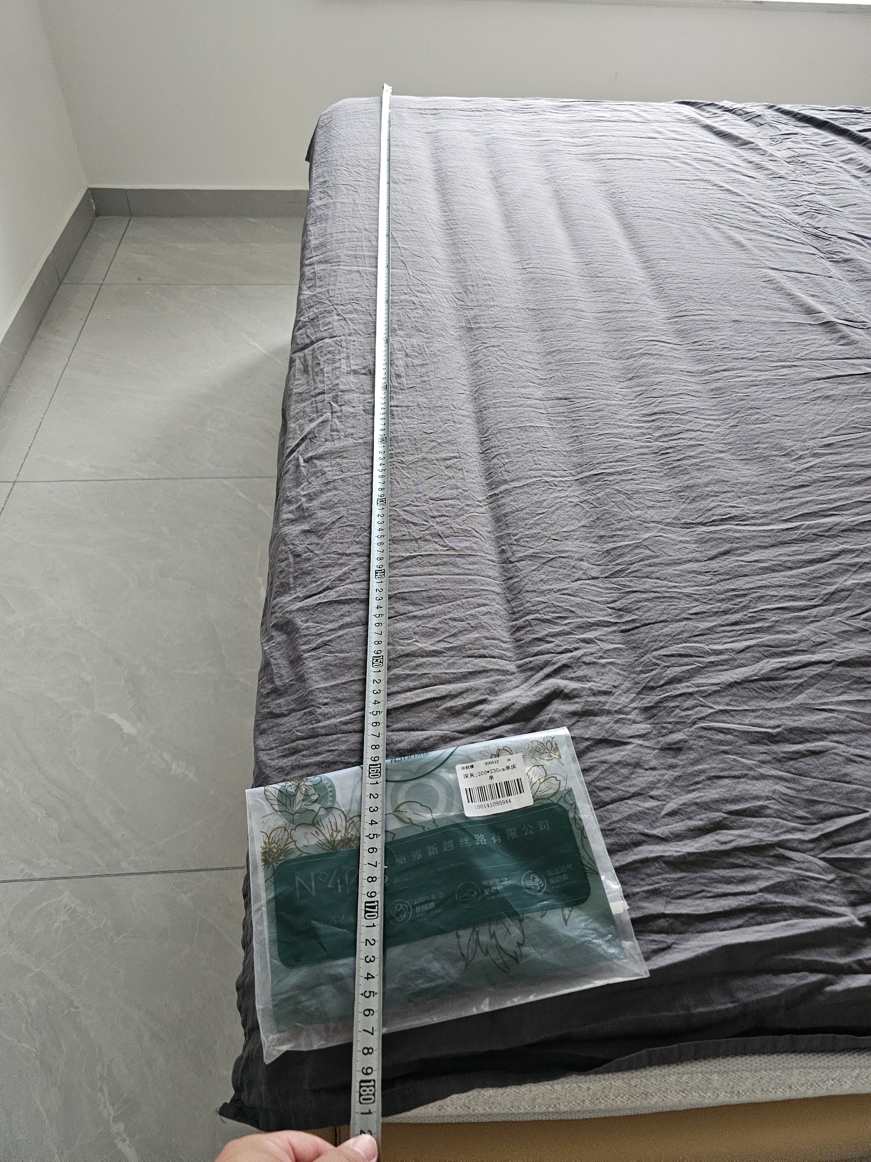 洁丽雅（Grace）100%纯棉床单A类7A抗菌全棉双人被单床单单件 200*230cm 深灰 实拍图