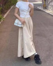 浪莎山本裙裤女新款高腰显瘦a字半身裙休闲小个子慵懒冰丝薄款阔腿裤 奶杏色 M 建议101-125斤 实拍图
