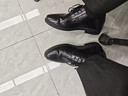 海澜之家HLA皮鞋男士系带正装德比鞋HAAPXM2EBH184 黑色内增高冲孔款41 实拍图
